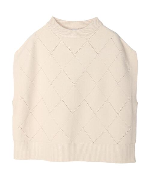 CRAFT STANDARD BOUTIQUE（クラフトスタンダードブティック）の「ダイヤ柄ニットベスト（ベスト・レディース・テラコッタ/アイボリー/ブラック・FREE）」の19枚目の写真