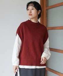 ダイヤ柄ニットベスト