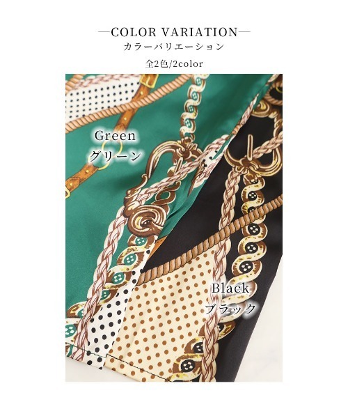Sawa a la mode(サワアラモード)の「スカーフ柄リボンボウタイブラウス(シャツ/ブラウス・レディース・グリーン/ブラック・FREE)」の5枚目の写真