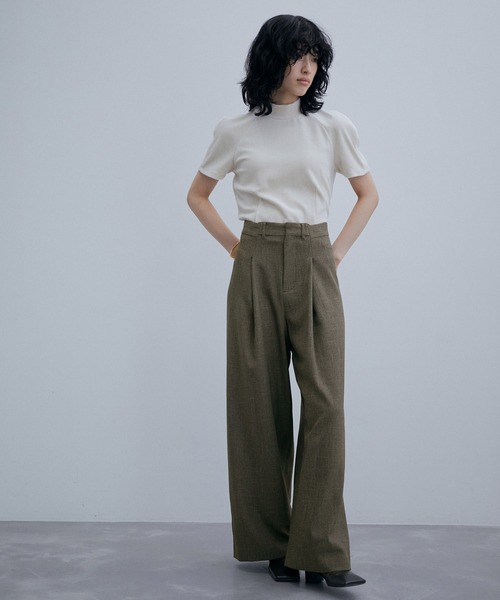 ADAM ET ROPE'(アダムエロペ)の「【PROVOKE】DEFORMATION PANTS(スラックス・レディース・ブラック/ダークブラウン・38)」の3枚目の写真