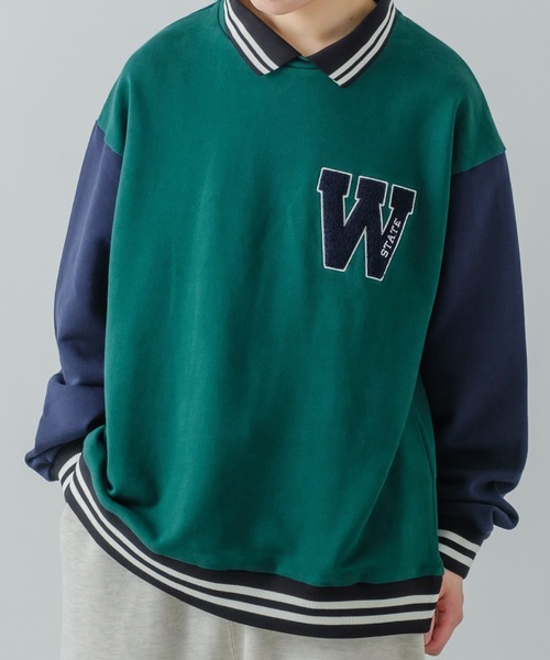 improves（インプローブス）の「サガラワッペン 刺しゅう 襟付き スウェット トレーナー（スウェット・メンズ・グリーン/ブラック/アッシュ/ネイビー・LARGE/MEDIUM）」の4枚目の写真