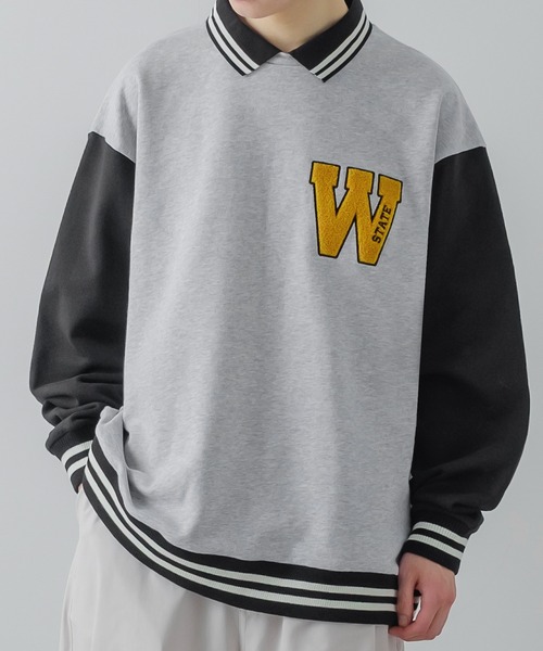 improves（インプローブス）の「サガラワッペン 刺しゅう 襟付き スウェット トレーナー（スウェット・メンズ・グリーン/ブラック/アッシュ/ネイビー・LARGE/MEDIUM）」の3枚目の写真