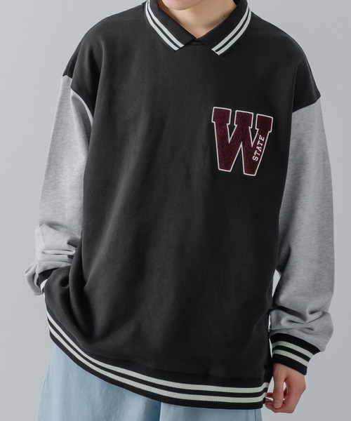 improves（インプローブス）の「サガラワッペン 刺しゅう 襟付き スウェット トレーナー（スウェット・メンズ・グリーン/ブラック/アッシュ/ネイビー・LARGE/MEDIUM）」の5枚目の写真