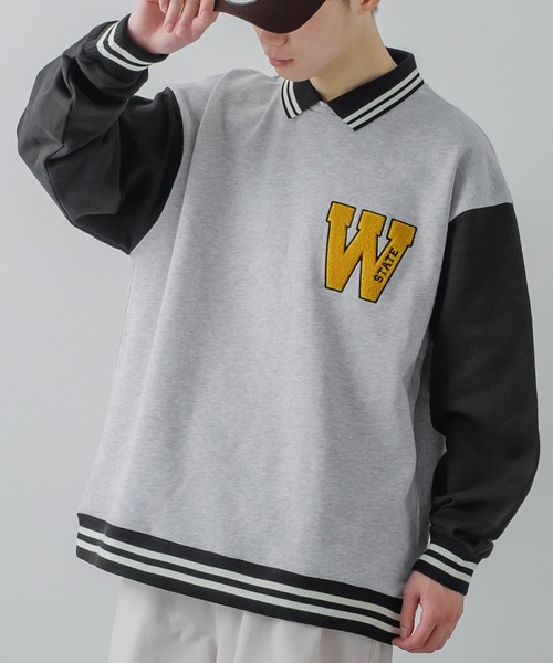 improves（インプローブス）の「サガラワッペン 刺しゅう 襟付き スウェット トレーナー（スウェット・メンズ・グリーン/ブラック/アッシュ/ネイビー・LARGE/MEDIUM）」の7枚目の写真