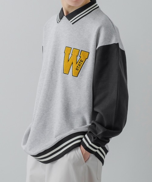 improves（インプローブス）の「サガラワッペン 刺しゅう 襟付き スウェット トレーナー（スウェット・メンズ・グリーン/ブラック/アッシュ/ネイビー・LARGE/MEDIUM）」の9枚目の写真