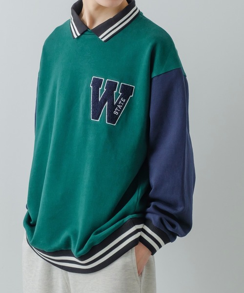 improves（インプローブス）の「サガラワッペン 刺しゅう 襟付き スウェット トレーナー（スウェット・メンズ・グリーン/ブラック/アッシュ/ネイビー・LARGE/MEDIUM）」の11枚目の写真