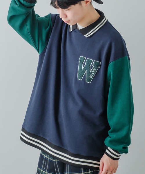 improves（インプローブス）の「サガラワッペン 刺しゅう 襟付き スウェット トレーナー（スウェット・メンズ・グリーン/ブラック/アッシュ/ネイビー・LARGE/MEDIUM）」の13枚目の写真