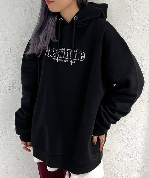 apres jour mignon(アプレジュールミニョン)の「裏起毛ロゴフーディー【ZOZOTOWN限定アイテム】(パーカー・レディース・ブラック/杢グレー/アイボリー・X-LARGE/フリー)」の2枚目の写真