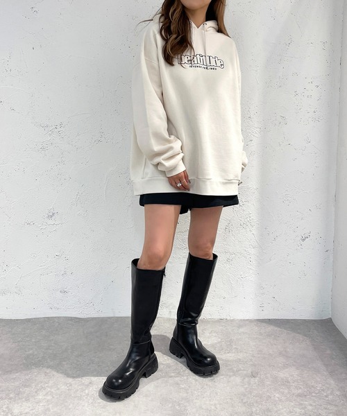 apres jour mignon(アプレジュールミニョン)の「裏起毛ロゴフーディー【ZOZOTOWN限定アイテム】(パーカー・レディース・ブラック/杢グレー/アイボリー・X-LARGE/フリー)」の8枚目の写真