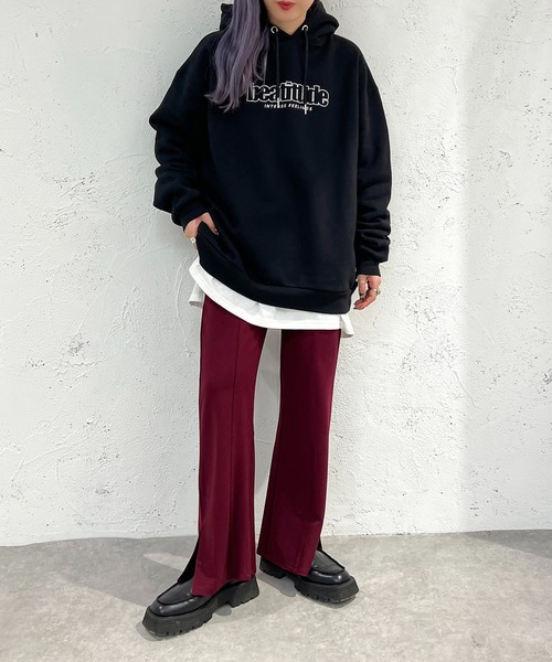 apres jour mignon(アプレジュールミニョン)の「裏起毛ロゴフーディー【ZOZOTOWN限定アイテム】(パーカー・レディース・ブラック/杢グレー/アイボリー・X-LARGE/フリー)」の16枚目の写真