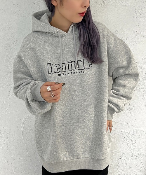 apres jour mignon(アプレジュールミニョン)の「裏起毛ロゴフーディー【ZOZOTOWN限定アイテム】(パーカー・レディース・ブラック/杢グレー/アイボリー・X-LARGE/フリー)」の20枚目の写真