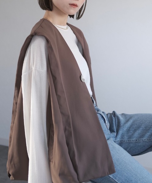 サイドギャザージレ/side gather gilet