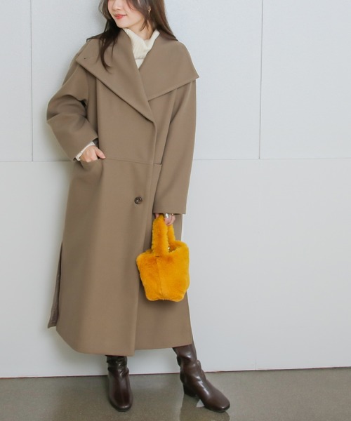 Social GIRL（ソーシャルガール）の「ビッグスタンドカラーロングコート（その他アウター・レディース・グリーン/ベージュ/モカ/ブラック/サックスブルー/アイボリー・M/L）」の19枚目の写真