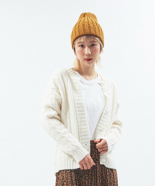 Alite cloth（アリーテクロス）の「カラー豊富！ざっくりリブニット帽（ニットキャップ/ビーニー・レディース・ブラウン/ホワイト/ブラック/パープル/ダークブラウン/ピンク/ブルー/ベージュ/グリーン/グレー・F）」の12枚目の写真