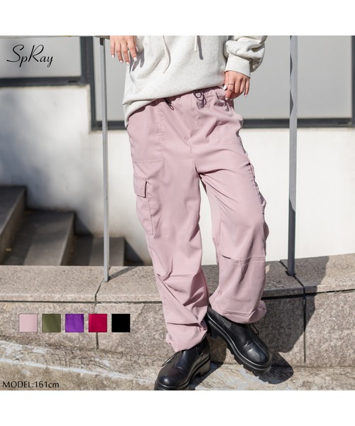 SpRay（スプレイ）の「スピンドルベーカーカーゴパンツ（カーゴパンツ・レディース・カーキ/ブラック/パープル/レッド/ピンク/ライトピンク/ラベンダー/ベージュ/アイボリー/オフホワイト/ダークグリーン/チャコールグレー/ダークベージュ・FREE）」の14枚目の写真
