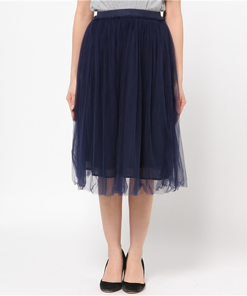 DouDou（ドゥドゥ）の「【DouDou】チュールレースロングスカート（スカート・レディース・ネイビー/カーキ・FREE）」の3枚目の写真