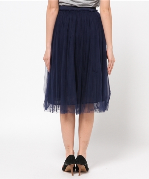 DouDou（ドゥドゥ）の「【DouDou】チュールレースロングスカート（スカート・レディース・ネイビー/カーキ・FREE）」の5枚目の写真