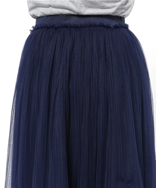 DouDou（ドゥドゥ）の「【DouDou】チュールレースロングスカート（スカート・レディース・ネイビー/カーキ・FREE）」の7枚目の写真