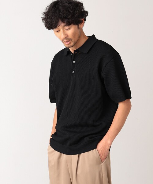 beams ビームス ポロシャツ 12ゲージメッシュ 春 夏 大きいサイズ 黒 BEAMS（ビームス）12ゲージ メッシュ ポロシャツ（シャツ