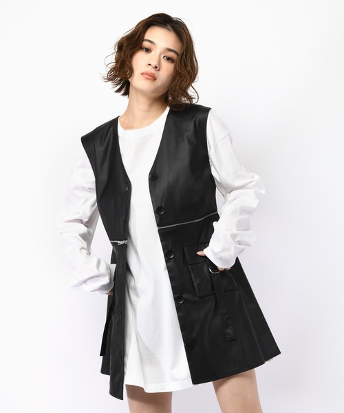 SPIRALGIRL(スパイラルガール)の「2way合皮ベストワンピース(ワンピース・レディース・グリーン/ホワイト/ブラック・FREE)」の12枚目の写真