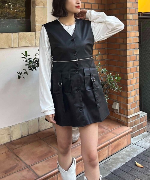 SPIRALGIRL(スパイラルガール)の「2way合皮ベストワンピース(ワンピース・レディース・グリーン/ホワイト/ブラック・FREE)」の20枚目の写真