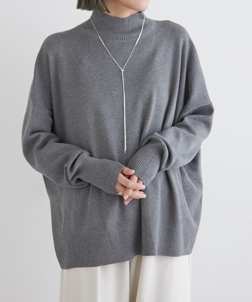 Omekashi（オメカシ）の「総針ハイネックニットプルオーバー（ニット/セーター・レディース・ブラック/グレー/オフホワイト/オレンジ・FREE）」の3枚目の写真