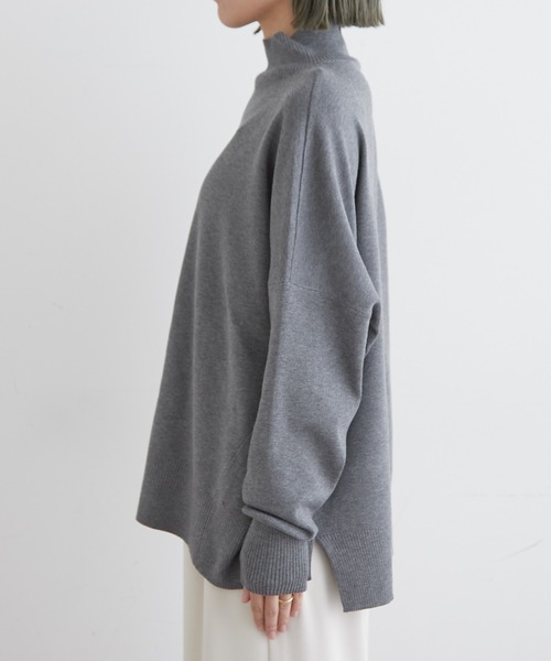 Omekashi（オメカシ）の「総針ハイネックニットプルオーバー（ニット/セーター・レディース・ブラック/グレー/オフホワイト/オレンジ・FREE）」の9枚目の写真