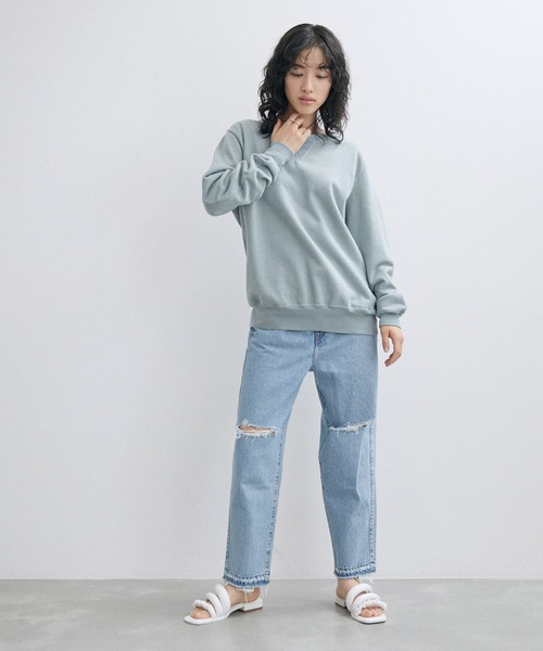 REMI RELIEF（レミレリーフ）の「【REMI RELIEF】スウェットクルー（スウェット・レディース・ライトグリーン/グレー/サックスブルー・M）」の7枚目の写真