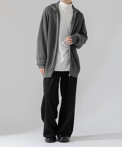Adoon plain（アドーンプレーン）の「【Adoon plain】ルーズドライバーズニット（ニット/セーター・メンズ・ブラック/グレー・MEDIUM/LARGE）」の11枚目の写真