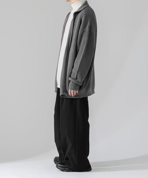 Adoon plain（アドーンプレーン）の「【Adoon plain】ルーズドライバーズニット（ニット/セーター・メンズ・ブラック/グレー・MEDIUM/LARGE）」の15枚目の写真