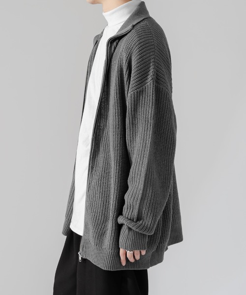 Adoon plain（アドーンプレーン）の「【Adoon plain】ルーズドライバーズニット（ニット/セーター・メンズ・ブラック/グレー・MEDIUM/LARGE）」の7枚目の写真