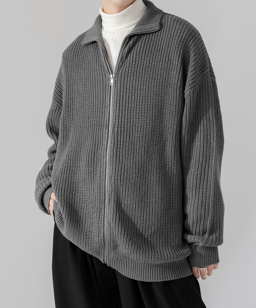 Adoon plain（アドーンプレーン）の「【Adoon plain】ルーズドライバーズニット（ニット/セーター・メンズ・ブラック/グレー・MEDIUM/LARGE）」の4枚目の写真