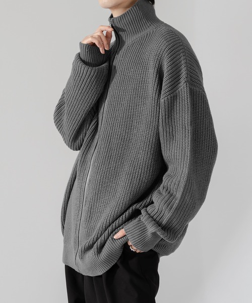 Adoon plain（アドーンプレーン）の「【Adoon plain】ルーズドライバーズニット（ニット/セーター・メンズ・ブラック/グレー・MEDIUM/LARGE）」の12枚目の写真