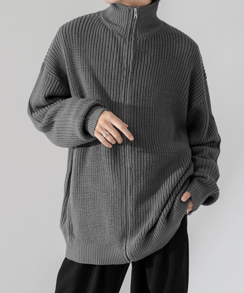 Adoon plain（アドーンプレーン）の「【Adoon plain】ルーズドライバーズニット（ニット/セーター・メンズ・ブラック/グレー・MEDIUM/LARGE）」の16枚目の写真