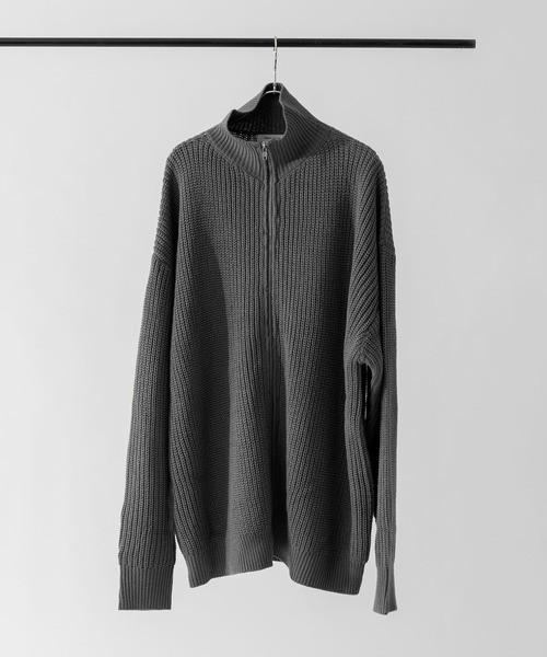 Adoon plain（アドーンプレーン）の「【Adoon plain】ルーズドライバーズニット（ニット/セーター・メンズ・ブラック/グレー・MEDIUM/LARGE）」の5枚目の写真