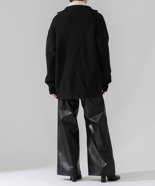 Adoon plain（アドーンプレーン）の「【Adoon plain】ルーズドライバーズニット（ニット/セーター・メンズ・ブラック/グレー・MEDIUM/LARGE）」の14枚目の写真