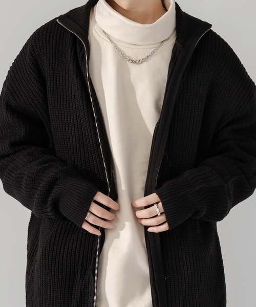 Adoon plain（アドーンプレーン）の「【Adoon plain】ルーズドライバーズニット（ニット/セーター・メンズ・ブラック/グレー・MEDIUM/LARGE）」の10枚目の写真