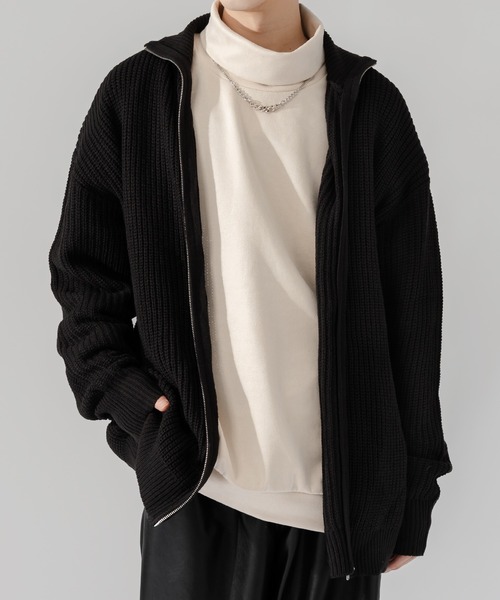 Adoon plain（アドーンプレーン）の「【Adoon plain】ルーズドライバーズニット（ニット/セーター・メンズ・ブラック/グレー・MEDIUM/LARGE）」の21枚目の写真