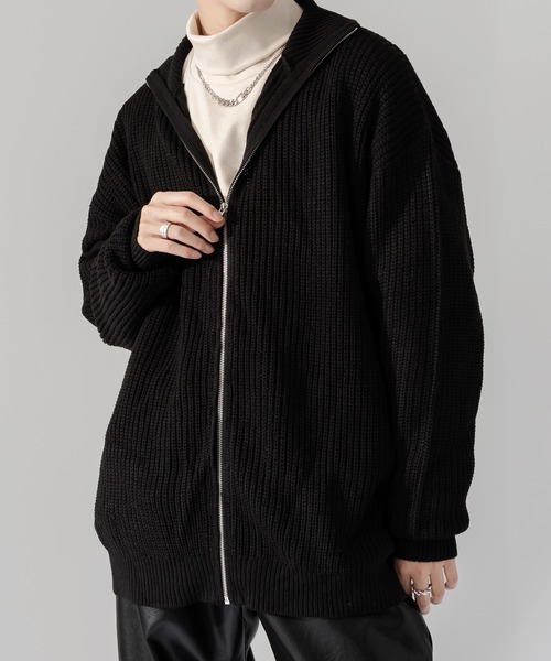 Adoon plain（アドーンプレーン）の「【Adoon plain】ルーズドライバーズニット（ニット/セーター・メンズ・ブラック/グレー・MEDIUM/LARGE）」の18枚目の写真