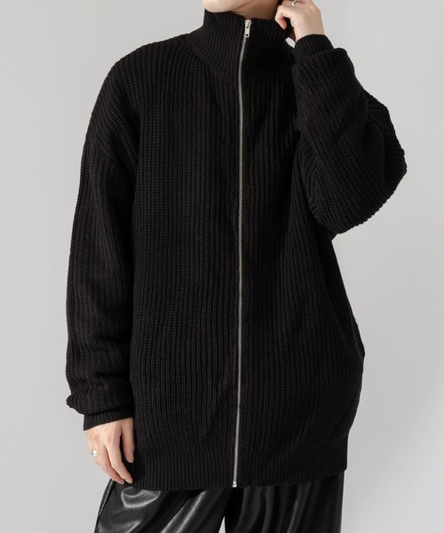 Adoon plain（アドーンプレーン）の「【Adoon plain】ルーズドライバーズニット（ニット/セーター・メンズ・ブラック/グレー・MEDIUM/LARGE）」の3枚目の写真