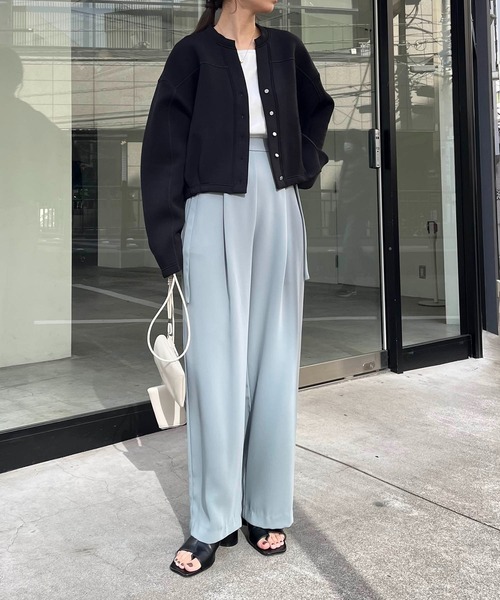 CAPRICIEUX LE'MAGE（カプリシューレマージュ）の「ダンボールクロップカーディガン（カーディガン/ボレロ・レディース・ホワイト/ブラック/ベージュ・FREE）」の19枚目の写真