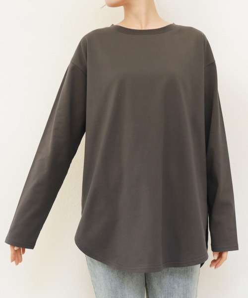 andme(アンドミー)の「汗染み防止加工USAコットン長袖Tシャツ(Tシャツ/カットソー・レディース・ピンク/ターコイズブルー/ブラック/チャコールグレー/オフホワイト/ブラウン/キナリ/ラベンダー・S/M)」の21枚目の写真