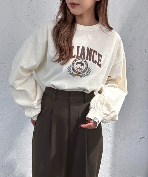apres jour mignon（アプレジュールミニョン）の「アソートBIGロンT【ZOZOTOWN限定アイテム】（Tシャツ/カットソー・レディース・アイボリー/ブラック/ホワイト系その他2/オフホワイト/ベージュ系その他/ピンク/ホワイト系その他・フリー/X-LARGE）」の3枚目の写真