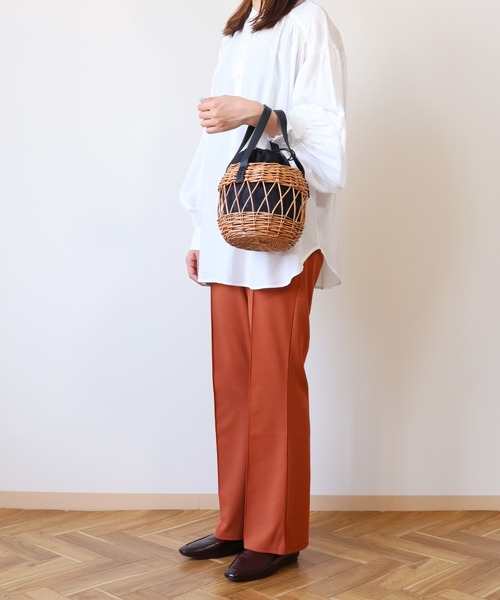 セール】ラウンド編み柳 巾着バッグ（かごバッグ）｜emesuelee