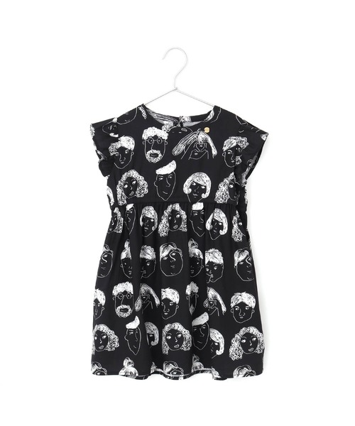 MAKE YOUR DAY（メイクユアデイ）の「いろんな顔総柄ワンピース■150.160cm（ワンピース・キッズ・ベージュ/ブラック・150/160）」の2枚目の写真
