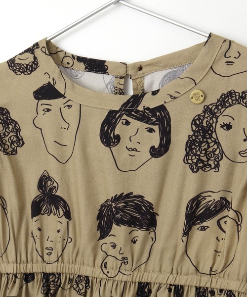MAKE YOUR DAY（メイクユアデイ）の「いろんな顔総柄ワンピース■150.160cm（ワンピース・キッズ・ベージュ/ブラック・150/160）」の6枚目の写真