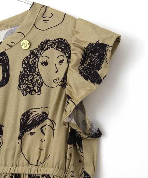 MAKE YOUR DAY（メイクユアデイ）の「いろんな顔総柄ワンピース■150.160cm（ワンピース・キッズ・ベージュ/ブラック・150/160）」の8枚目の写真