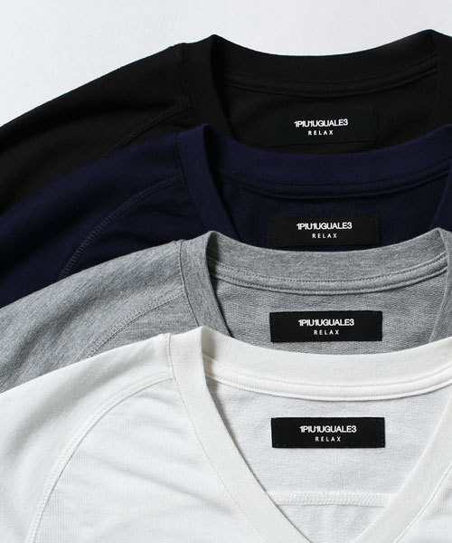 1piu1uguale3 RELAX（ウノピュウノウグァーレトレリラックス）の「1PIU1UGUALE3 RELAX/ 別注V-Neck Tee（Tシャツ/カットソー・メンズ・ブルー/グレー/ホワイト/ブラック・MEDIUM/LARGE/SMALL）」の7枚目の写真