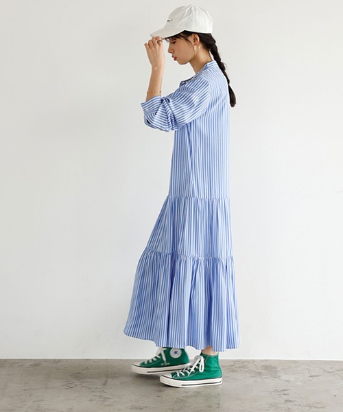 GeeRA(ジーラ)の「2WAYティアードシャツワンピース(ワンピース・レディース・ブルー/グリーン・LARGE/MEDIUM)」の11枚目の写真