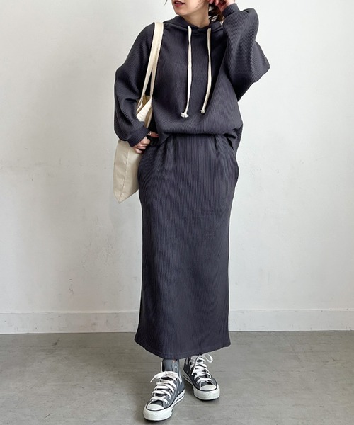 PICHI（ピイチ）の「丈が選べるワッフルタイトスカート（スカート・レディース・アイボリー/チャコール・S/M/M/L）」の19枚目の写真